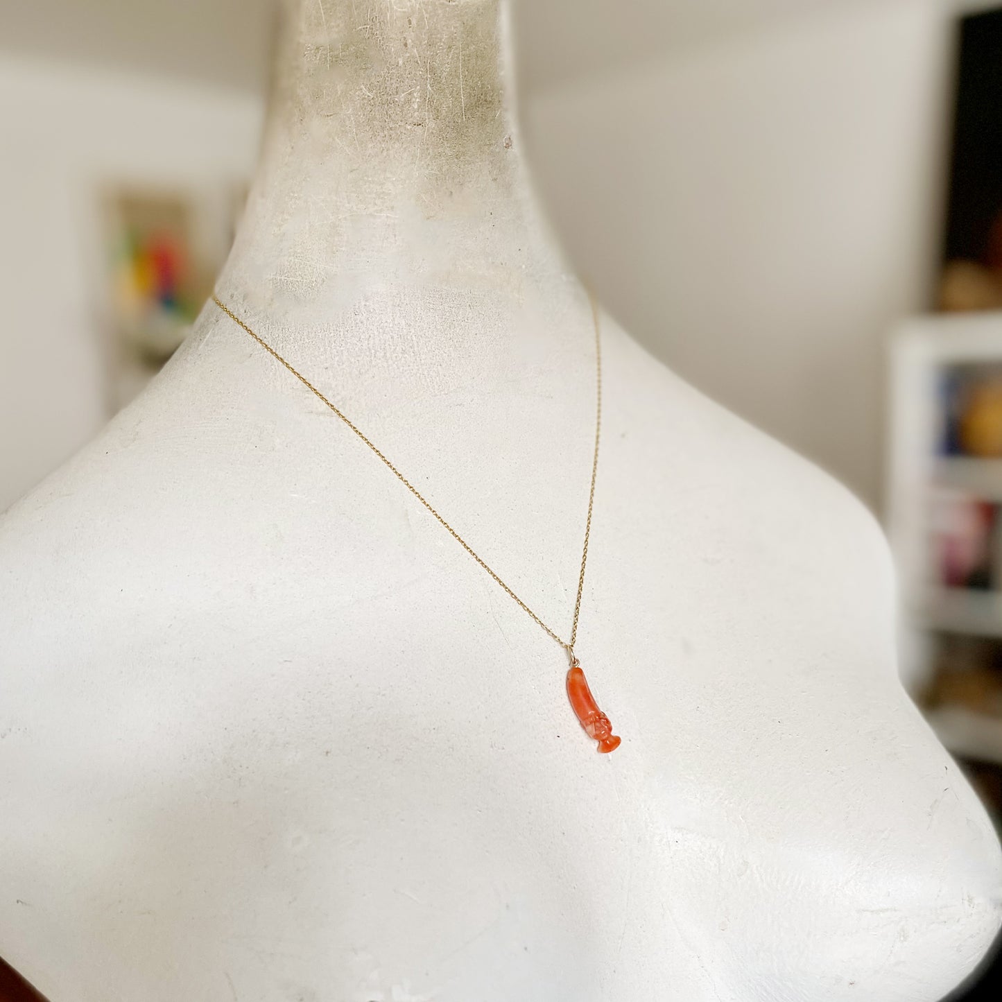 Antique 9k Mediterranean Coral Jester Head Pendant, Victorian Punch's Head, Court Fool, Coral Pendant, 9 ct Gold, Lucky, 1800s Coral