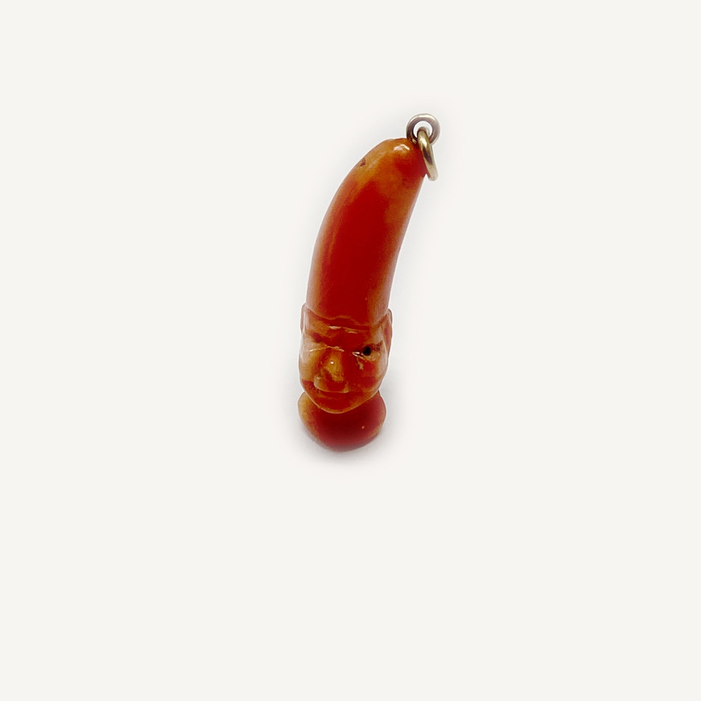Antique 9k Mediterranean Coral Jester Head Pendant, Victorian Punch's Head, Court Fool, Coral Pendant, 9 ct Gold, Lucky, 1800s Coral