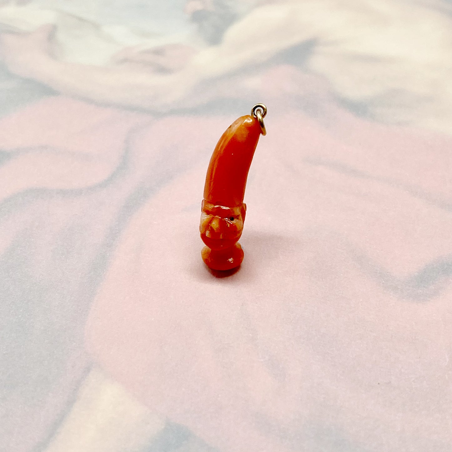 Antique 9k Mediterranean Coral Jester Head Pendant, Victorian Punch's Head, Court Fool, Coral Pendant, 9 ct Gold, Lucky, 1800s Coral