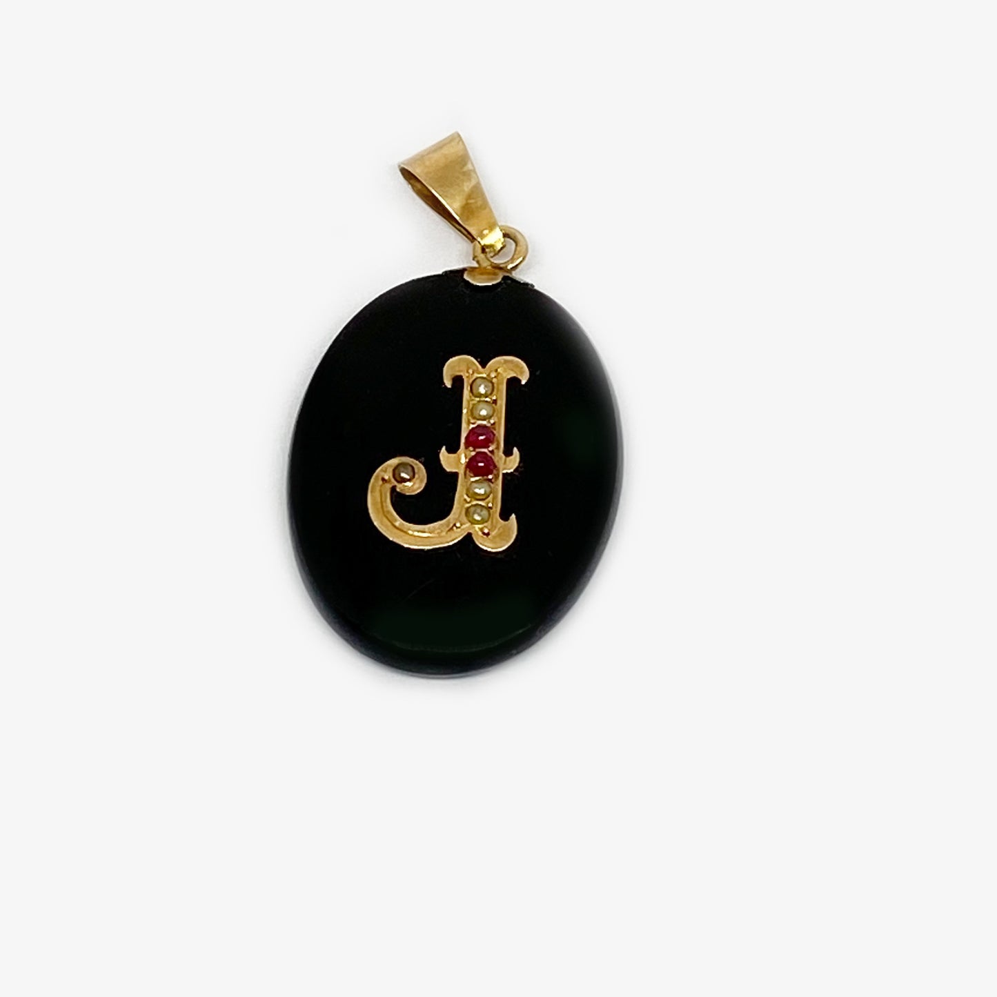 Victorian 18k Gold Onyx Mourning Locket Pendant