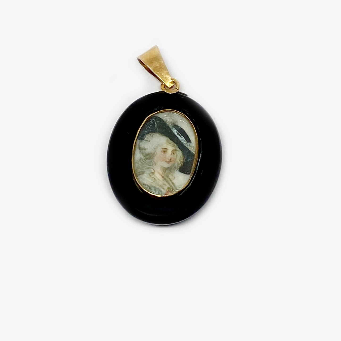 Victorian 18k Gold Onyx Mourning Locket Pendant