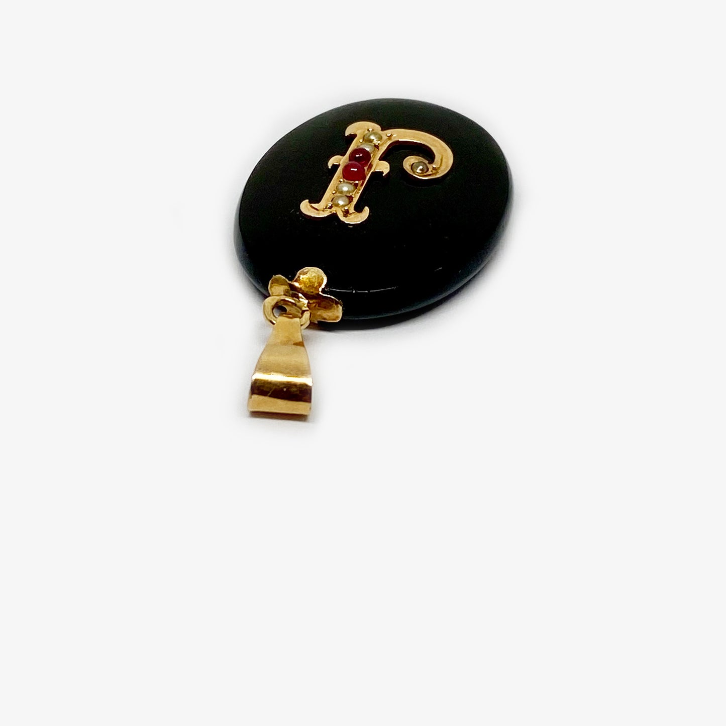 Victorian 18k Gold Onyx Mourning Locket Pendant