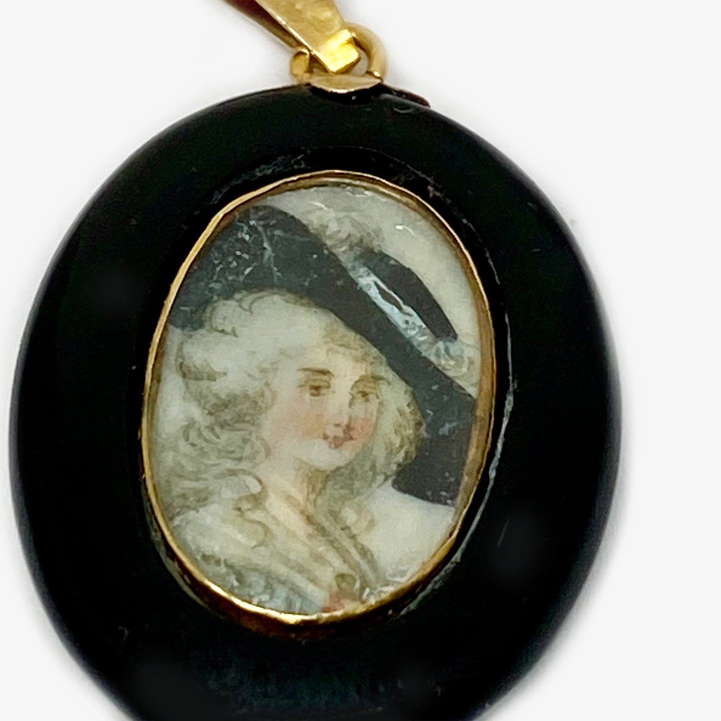 Victorian 18k Gold Onyx Mourning Locket Pendant