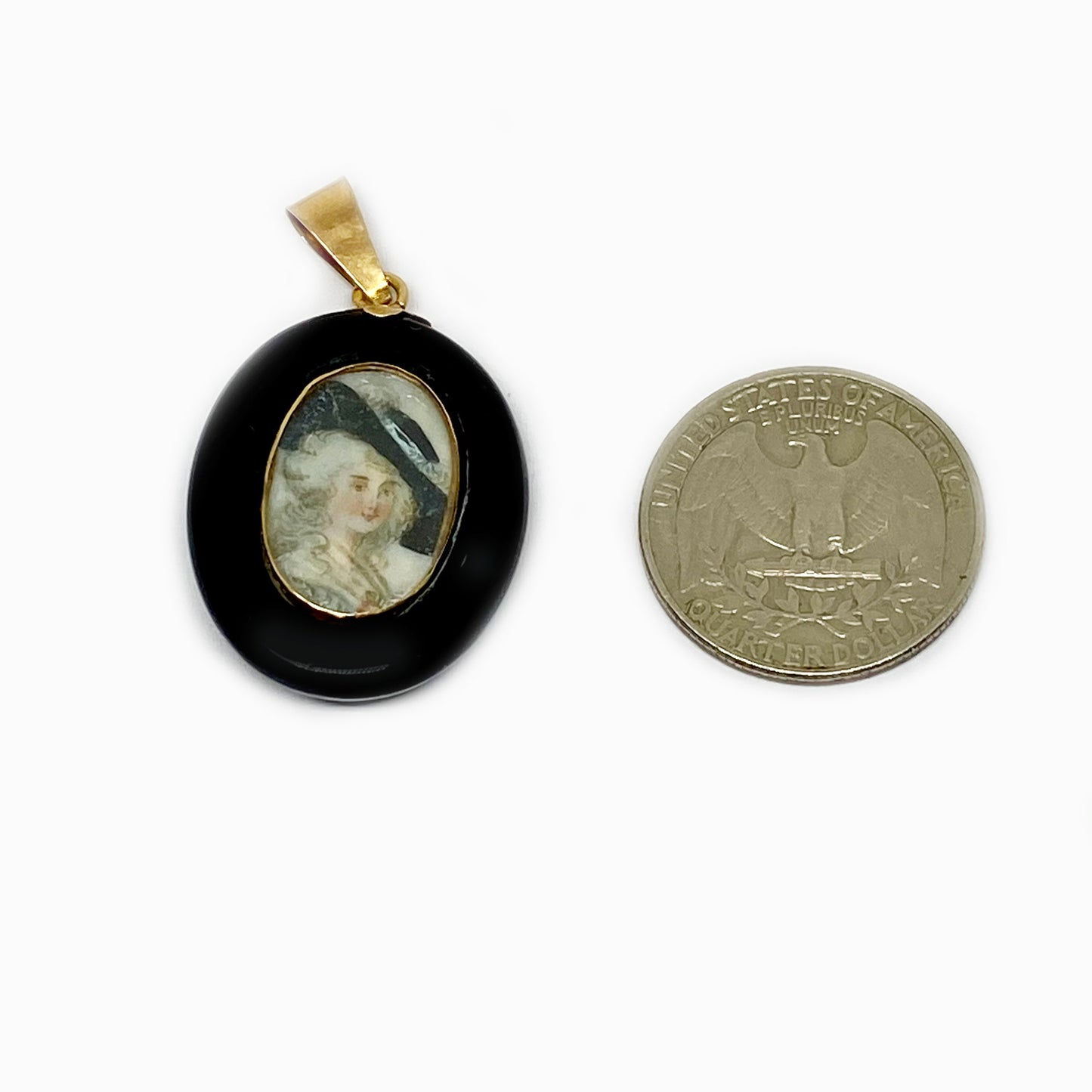 Victorian 18k Gold Onyx Mourning Locket Pendant