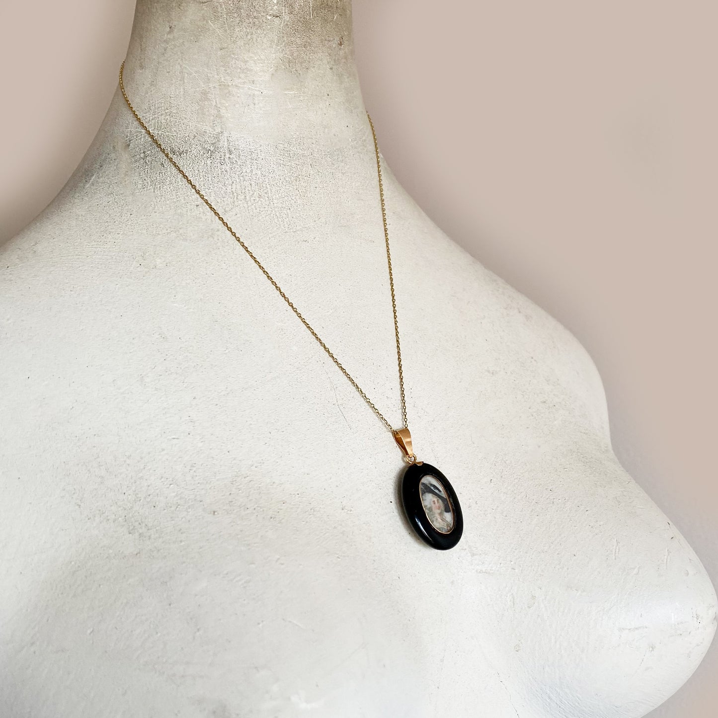 Victorian 18k Gold Onyx Mourning Locket Pendant