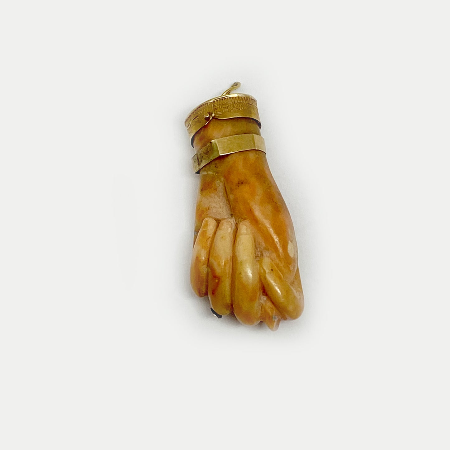 Antique 14k Gold Natural Coral Figa, Victorian Hand, 19th Century Coral Hand, 1800s Figa Fist, Figa Charm, Mano Figa, Hand Pendant, Amulet