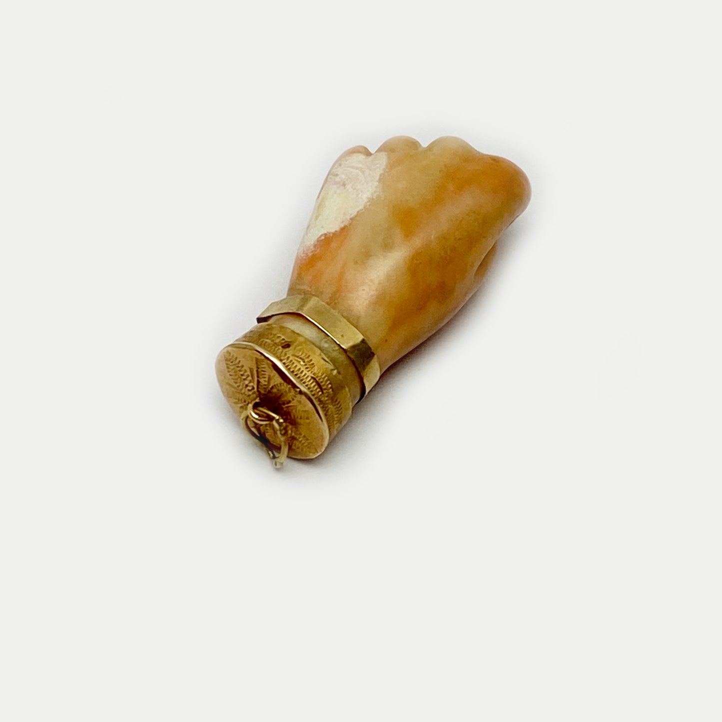 Antique 14k Gold Natural Coral Figa, Victorian Hand, 19th Century Coral Hand, 1800s Figa Fist, Figa Charm, Mano Figa, Hand Pendant, Amulet