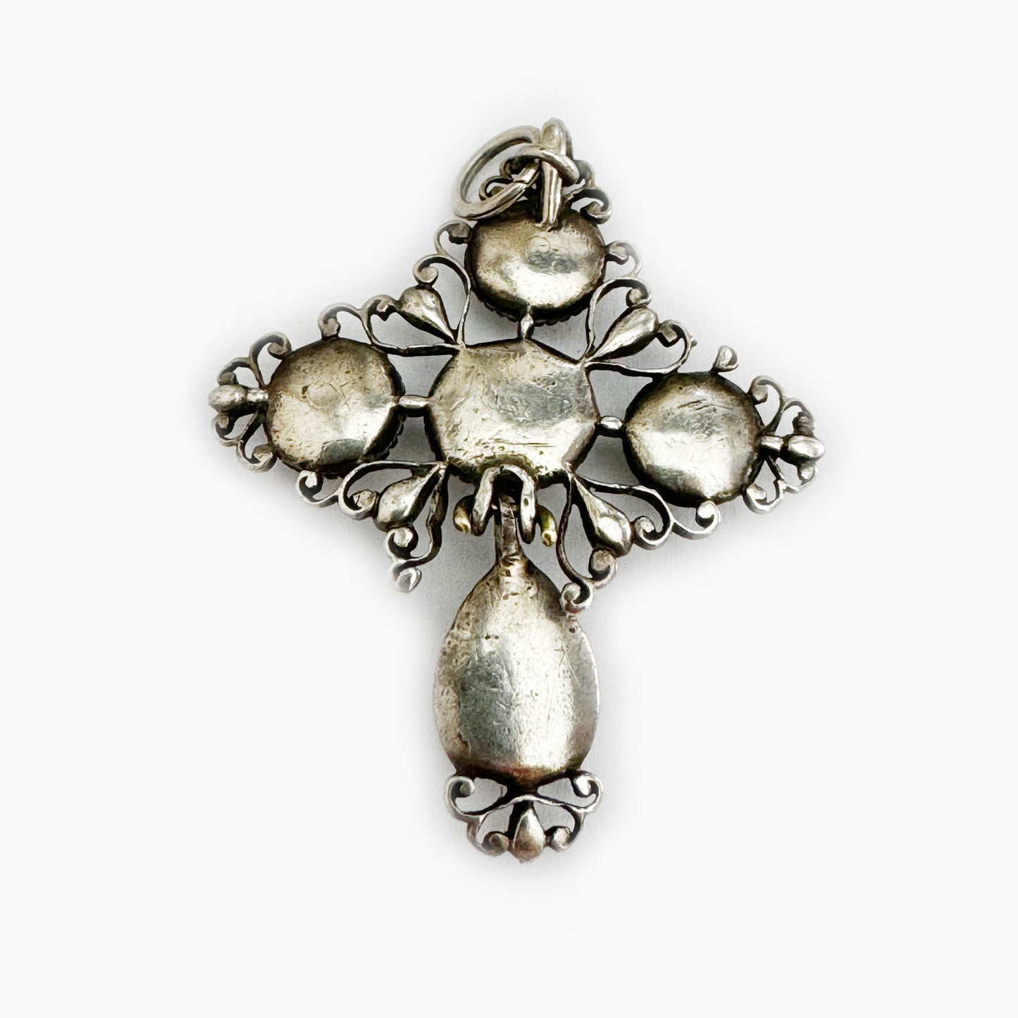 Antique 1700s Silver Diamond Cross Pendant, Baroque, Antique Georgian Old Rose Cut Diamond Cruciform, 18th Century French Old Mine Diamonds