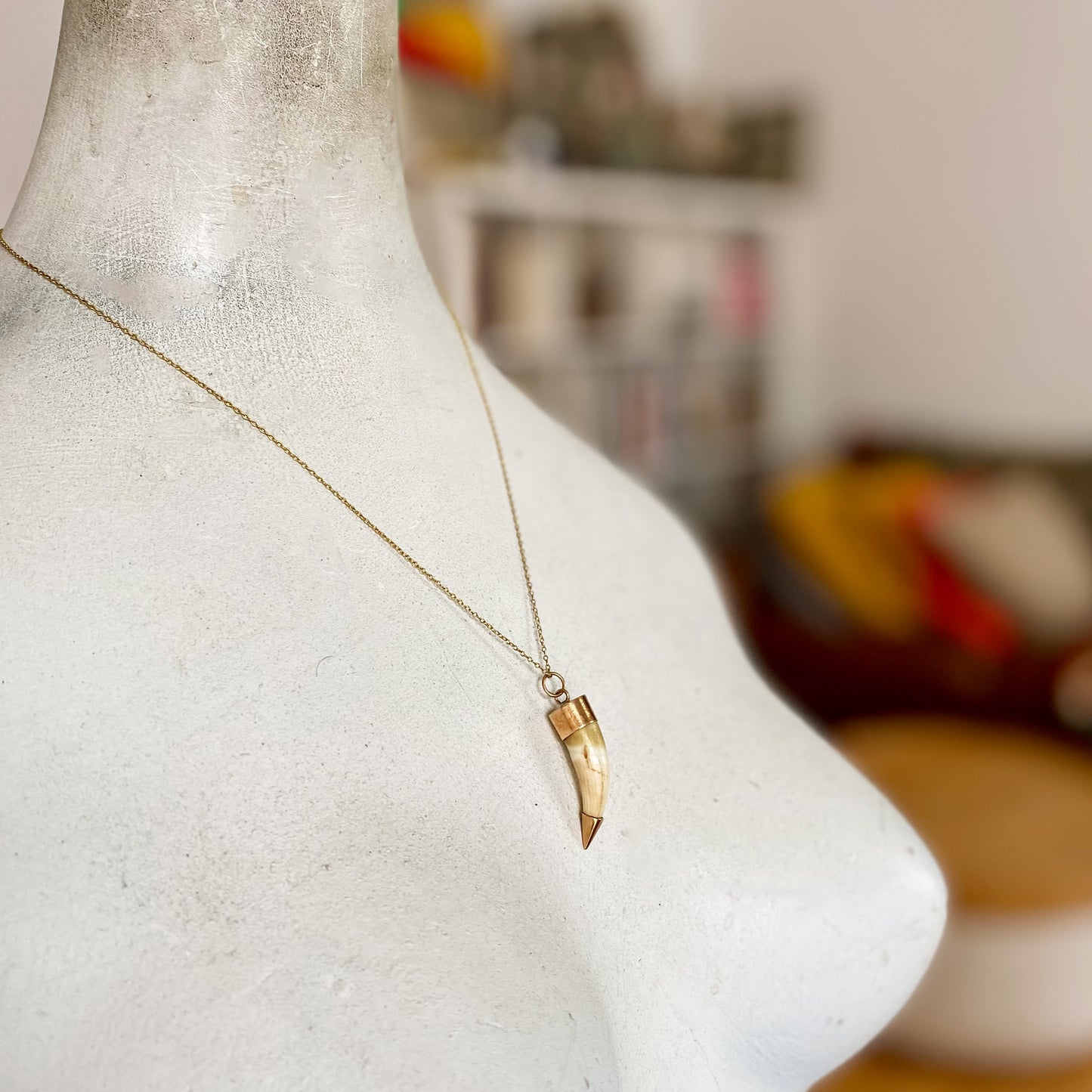 Antique 14k Gold Amulet Animal Tooth Pendant