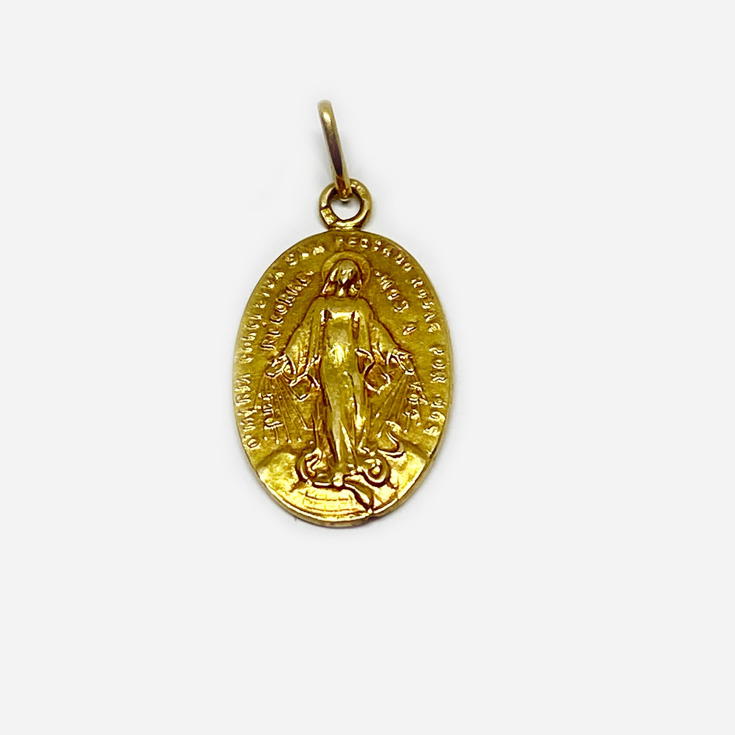 Vintage 18K Gold Miraculous Medal, Antique, Our Lady of Graces Pendant