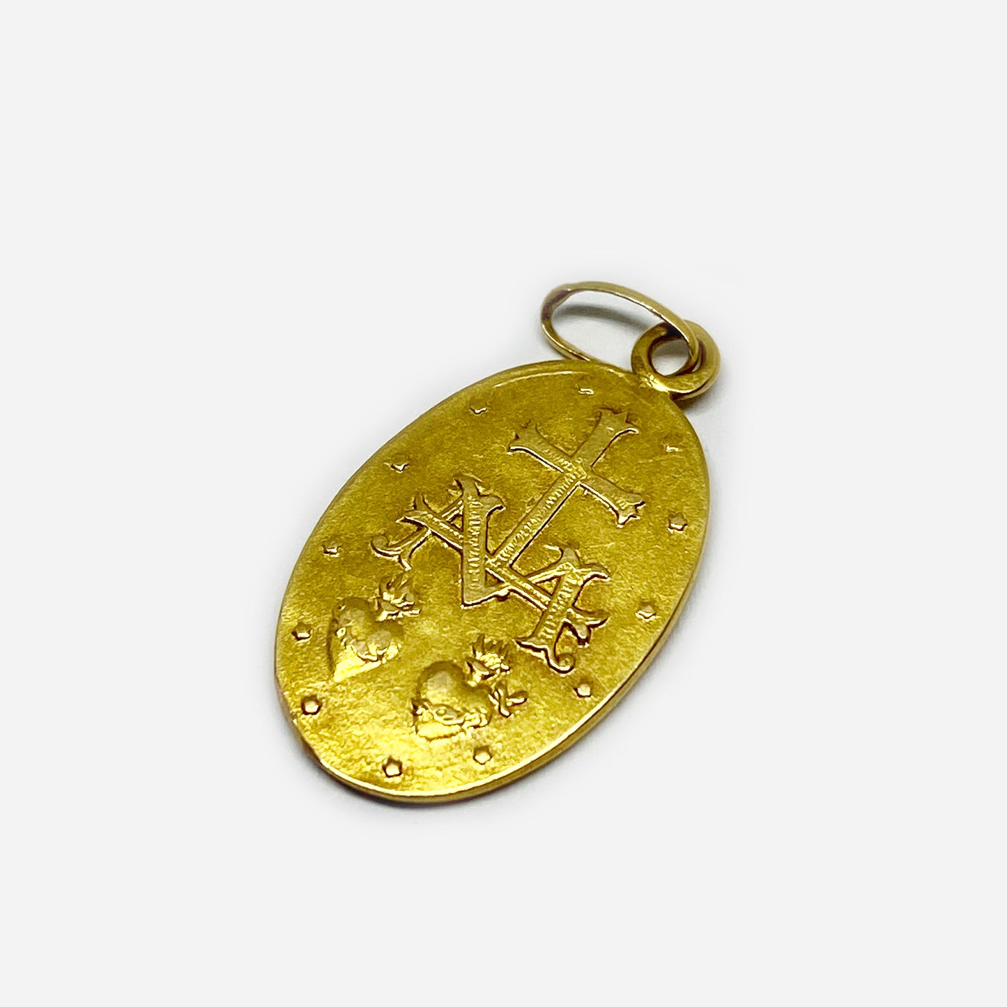 Vintage 18K Gold Miraculous Medal, Antique, Our Lady of Graces Pendant