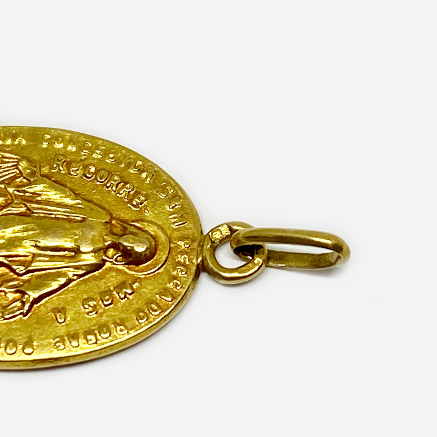 Vintage 18K Gold Miraculous Medal, Antique, Our Lady of Graces Pendant