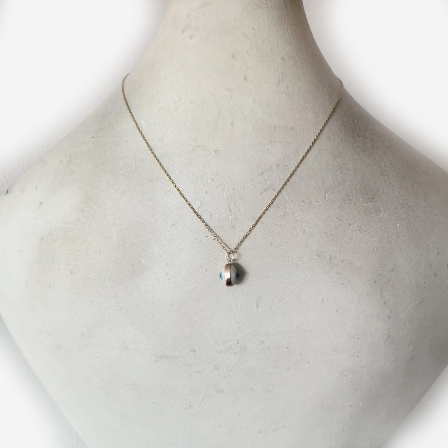 Vintage 9k Gold Evil Eye Charm, Double-Sided Glass Amulet, 1950s Talisman Pendant