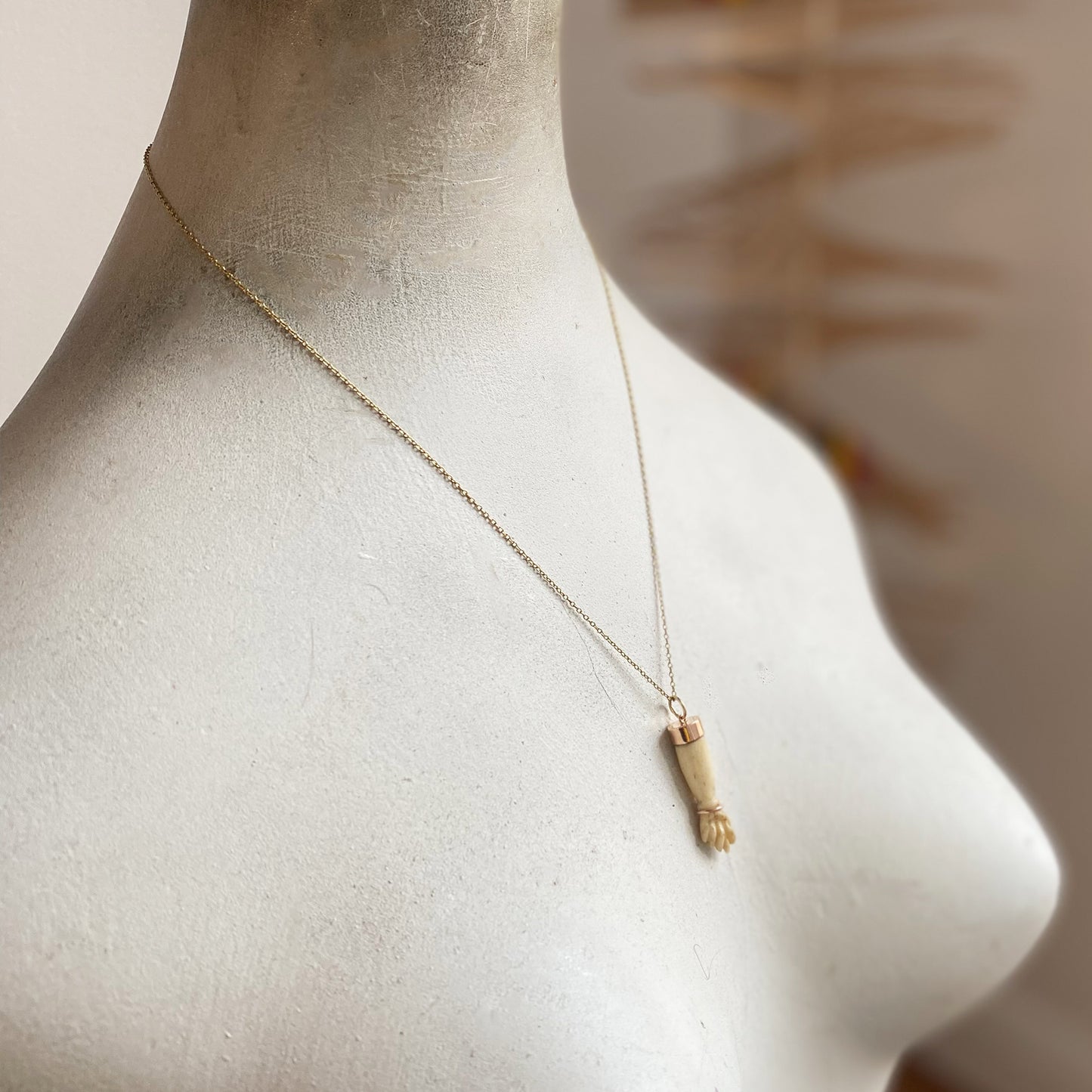 Antique 14K Gold Bone Figa Charm