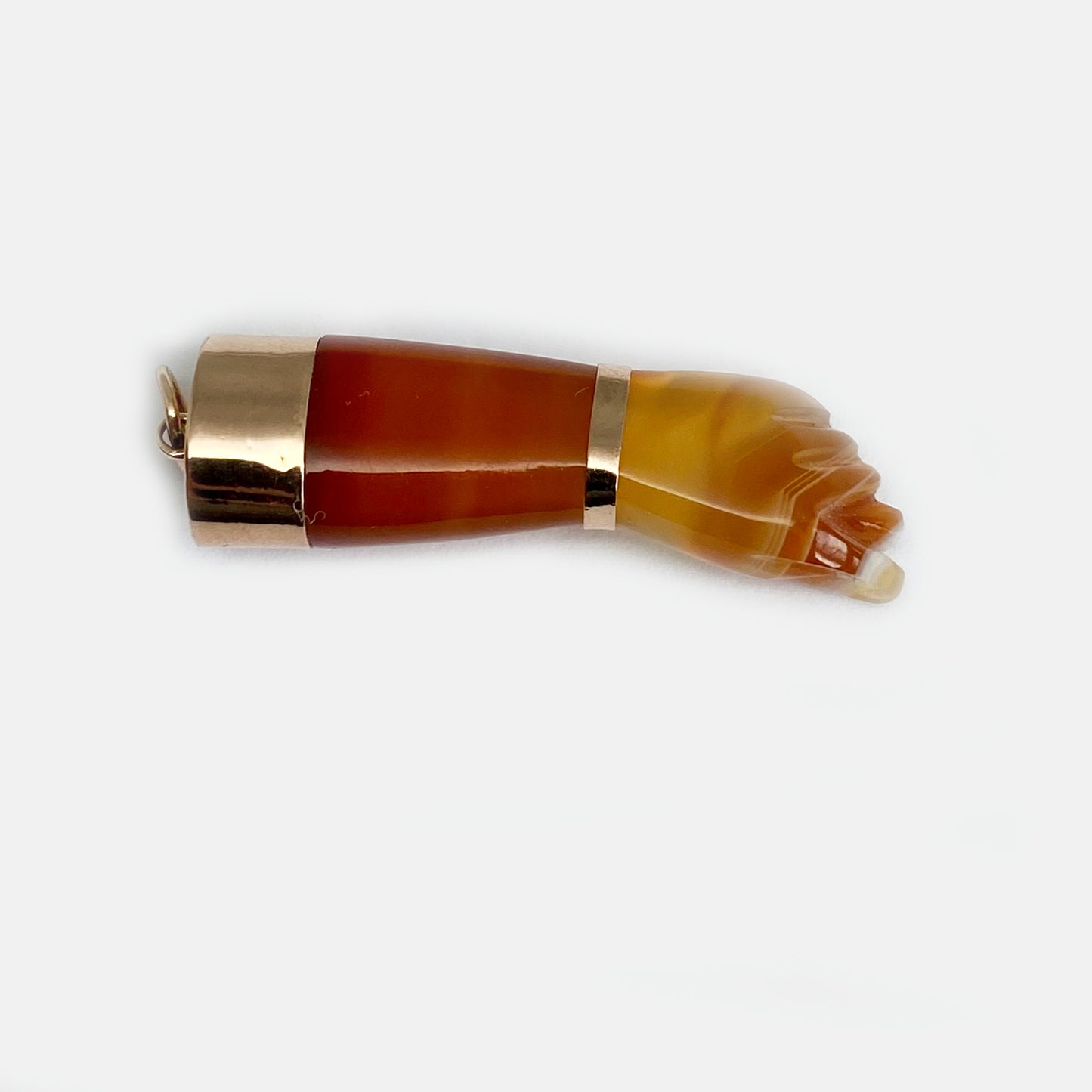 Antique 16k Gold Agate Figa, 16 ct Gold Carnelian Vintage Amulet Giga Charm