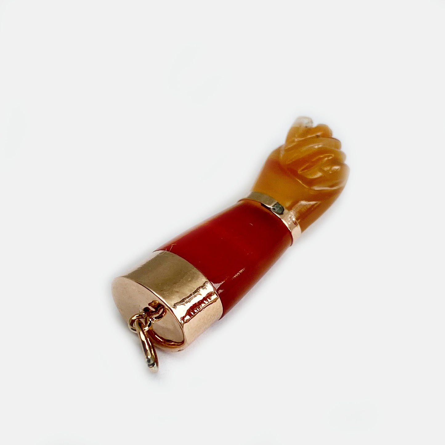 Antique 16k Gold Agate Figa, 16 ct Gold Carnelian Vintage Amulet Giga Charm