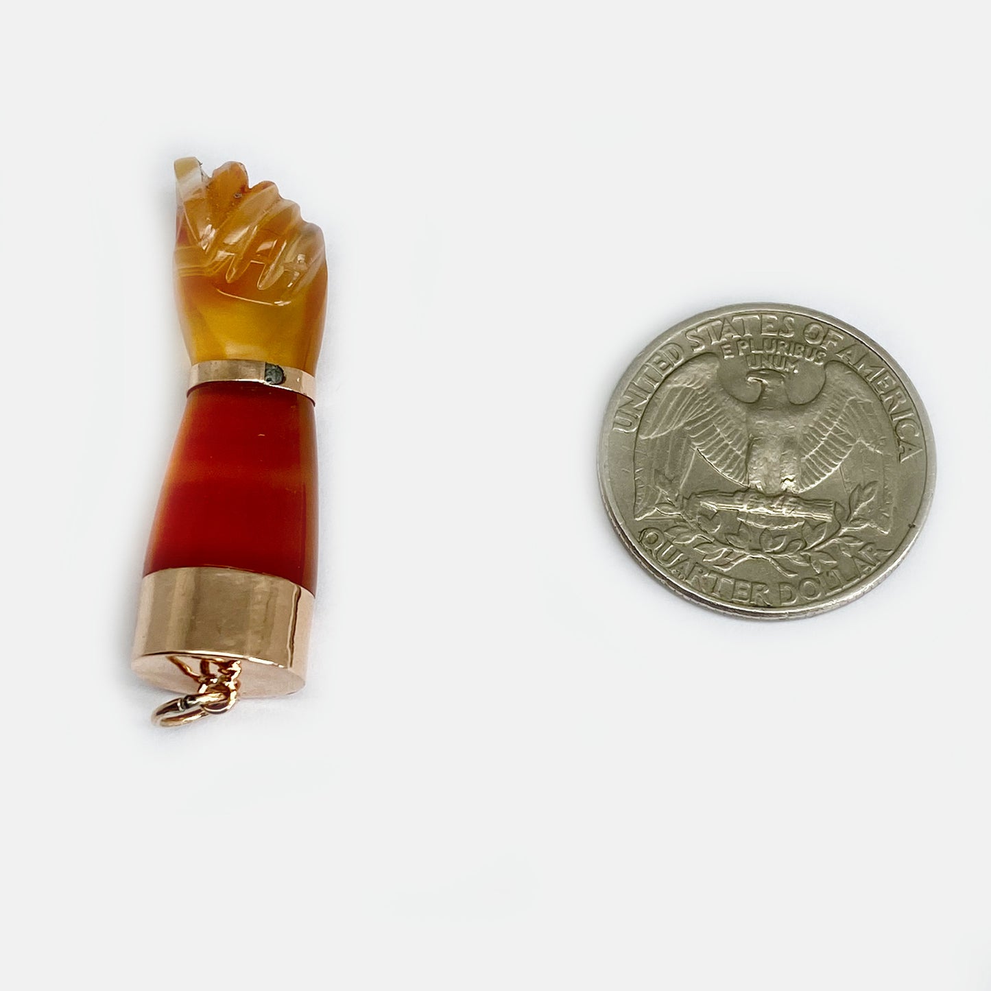 Antique 16k Gold Agate Figa, 16 ct Gold Carnelian Vintage Amulet Giga Charm
