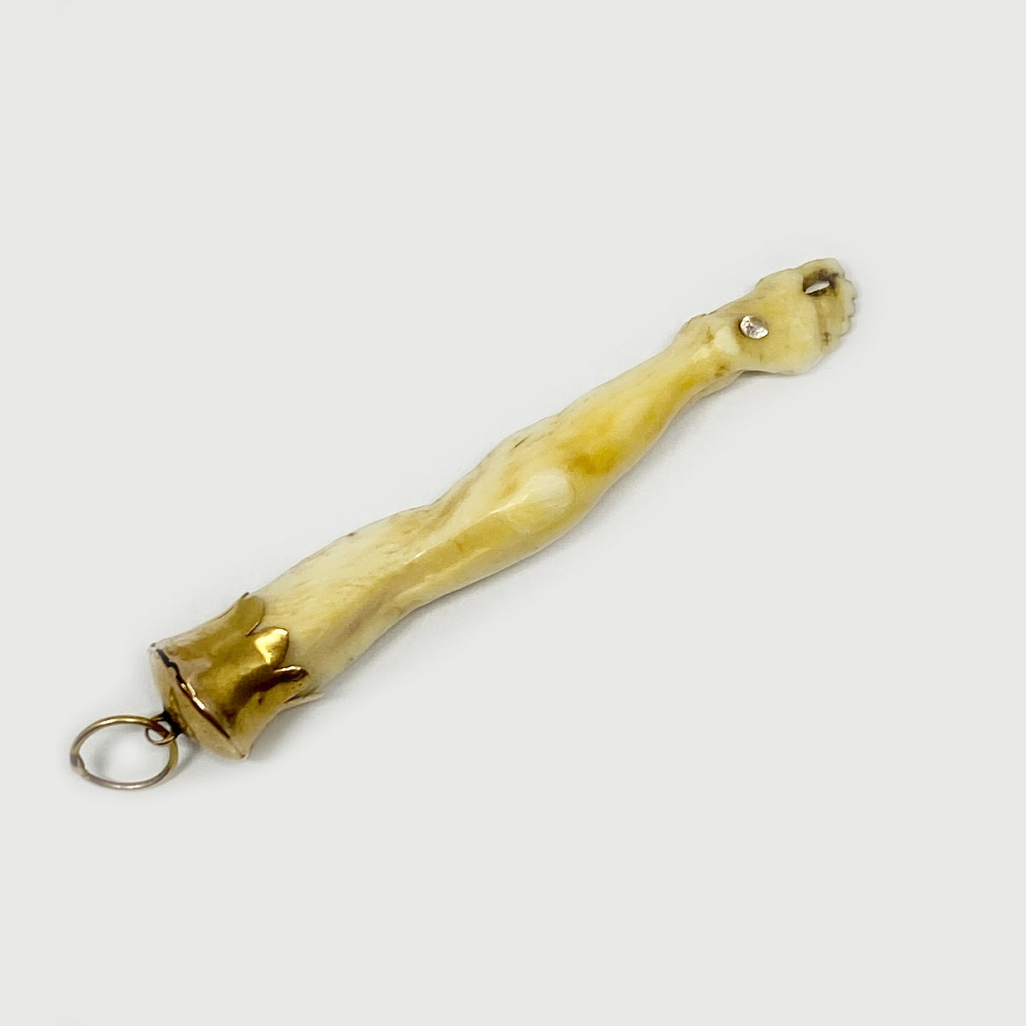 Antique 14K Gold Bone Leg Pendant, Victorian Figa Charm