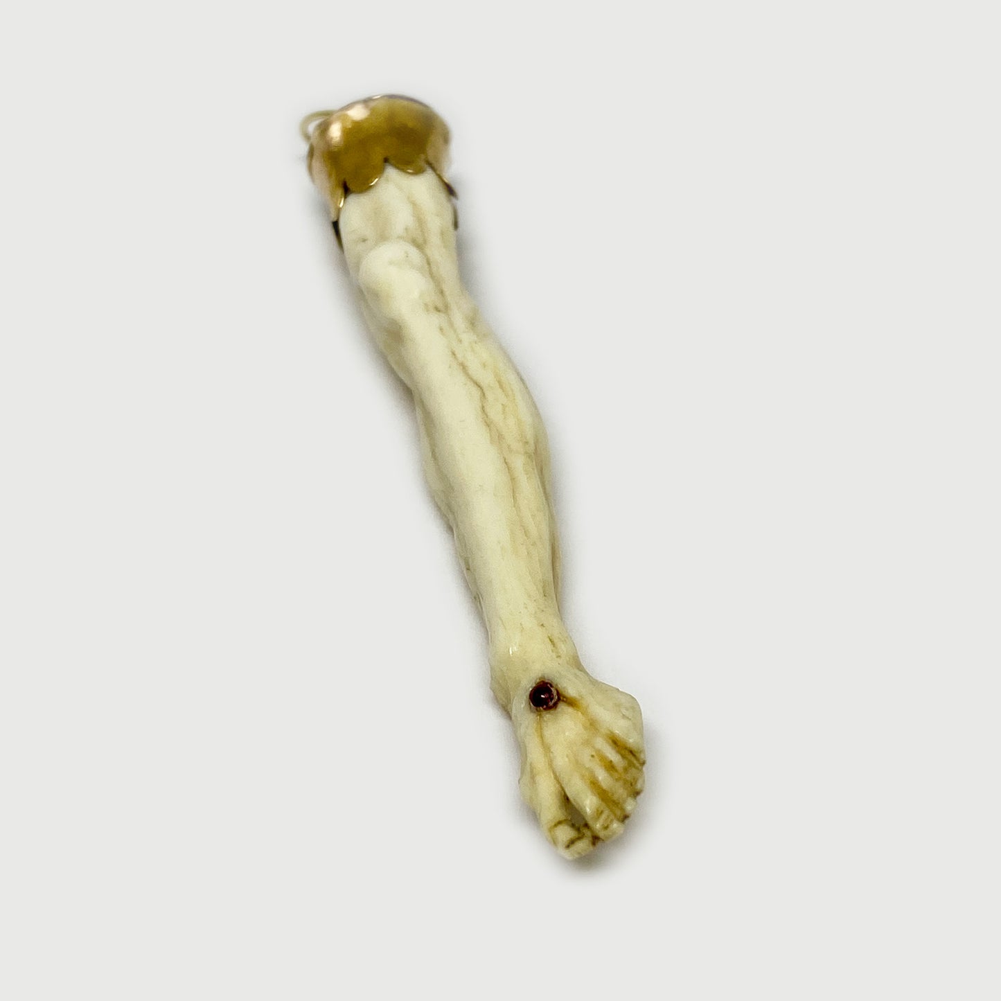 Antique 14K Gold Bone Leg Pendant, Victorian Figa Charm