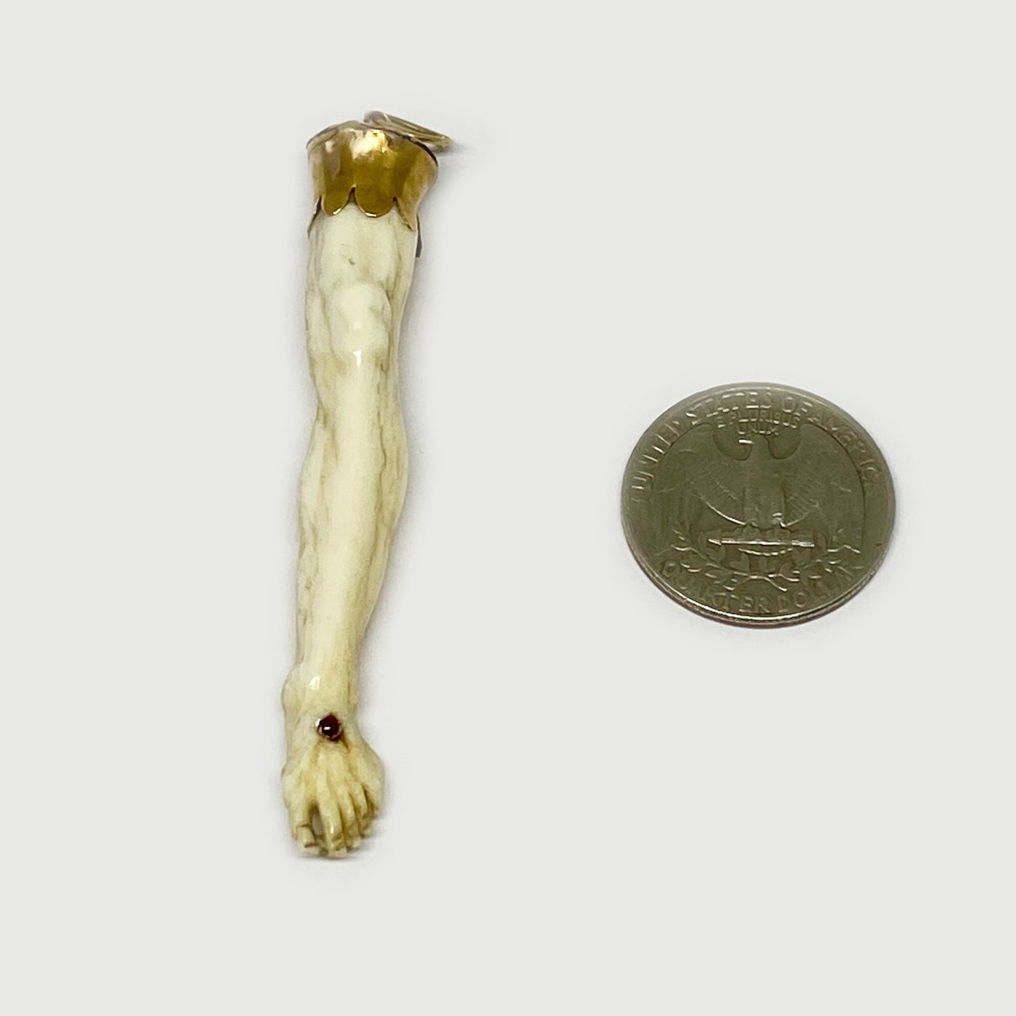 Antique 14K Gold Bone Leg Pendant, Victorian Figa Charm