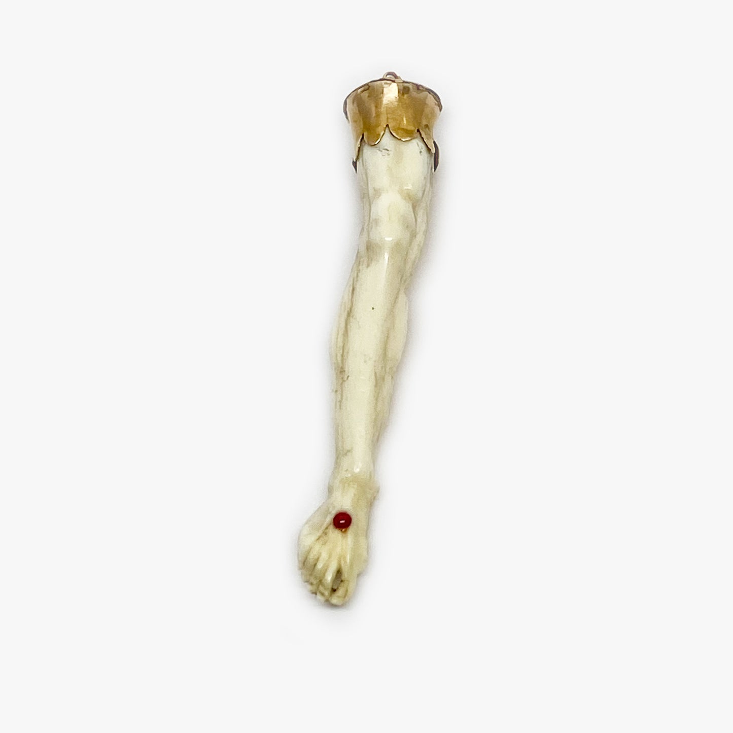 Antique 14K Gold Bone Leg Pendant, Victorian Figa Charm