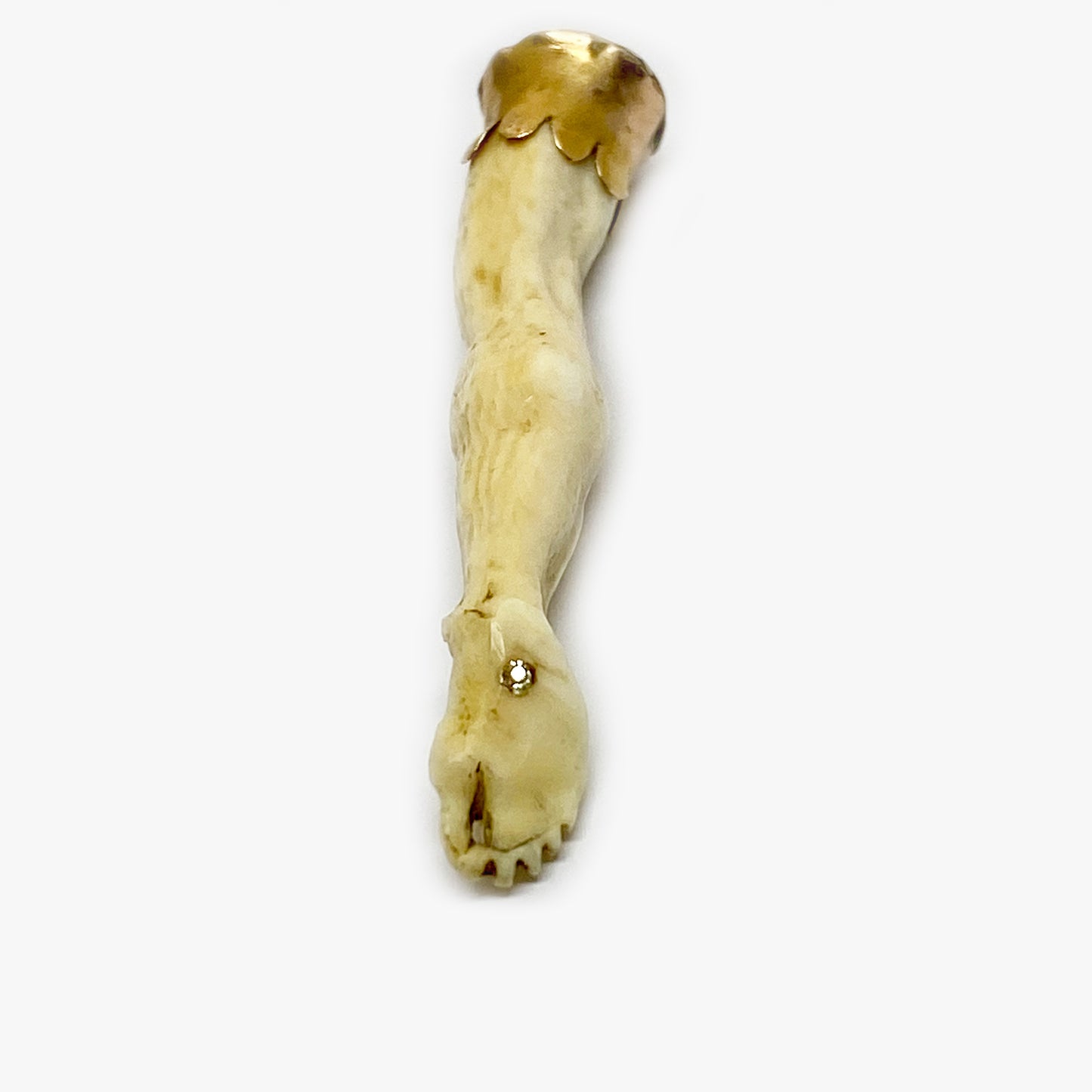 Antique 14K Gold Bone Leg Pendant, Victorian Figa Charm