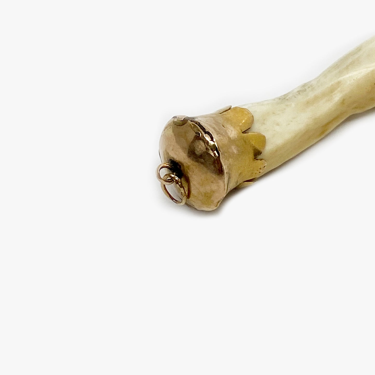 Antique 14K Gold Bone Leg Pendant, Victorian Figa Charm