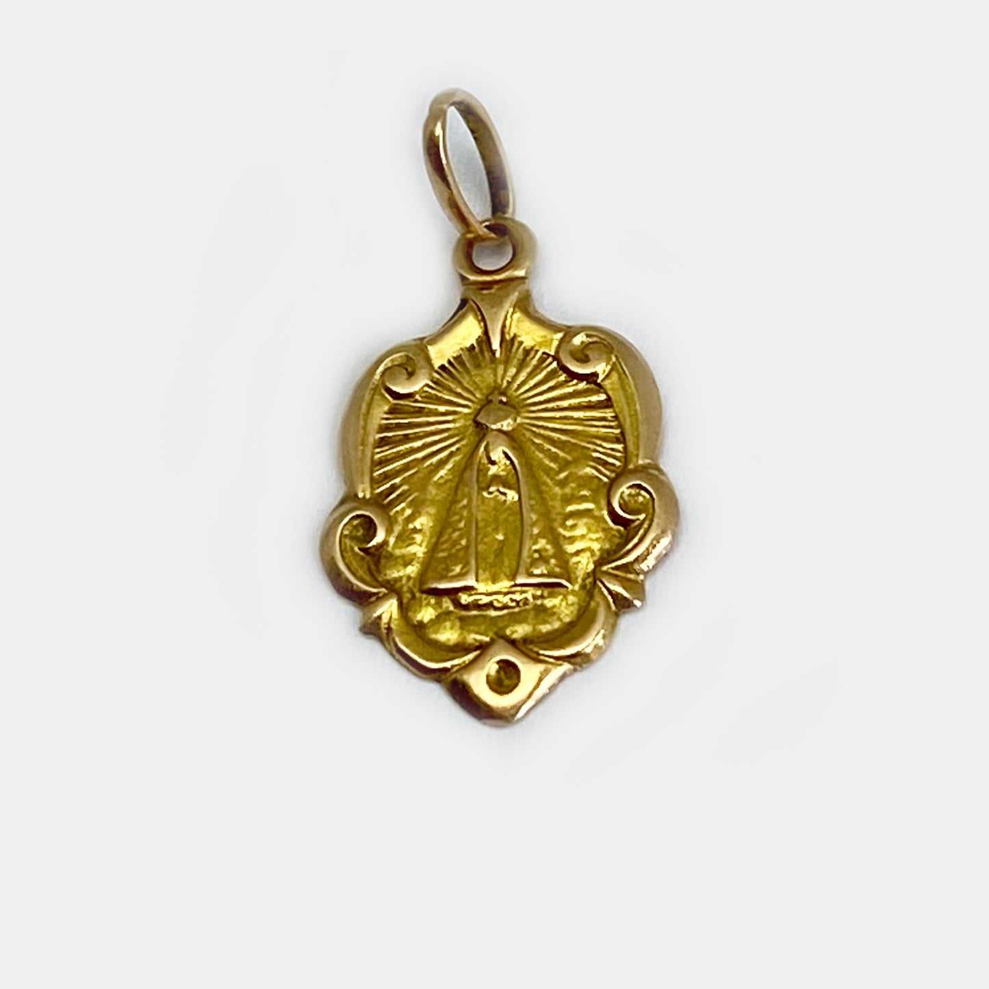 Antique 18k Gold Religious Medal, Our Lady Pendant