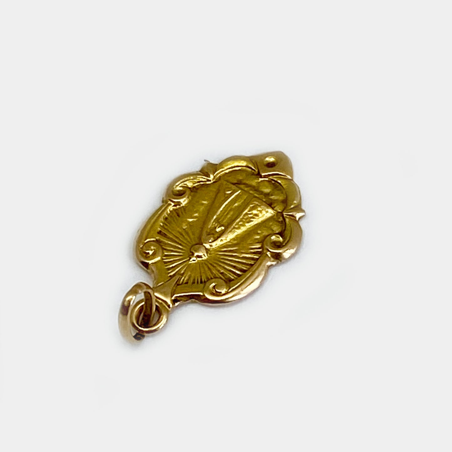 Antique 18k Gold Religious Medal, Our Lady Pendant