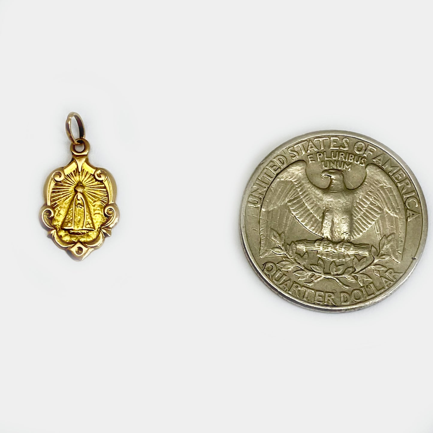Antique 18k Gold Religious Medal, Our Lady Pendant