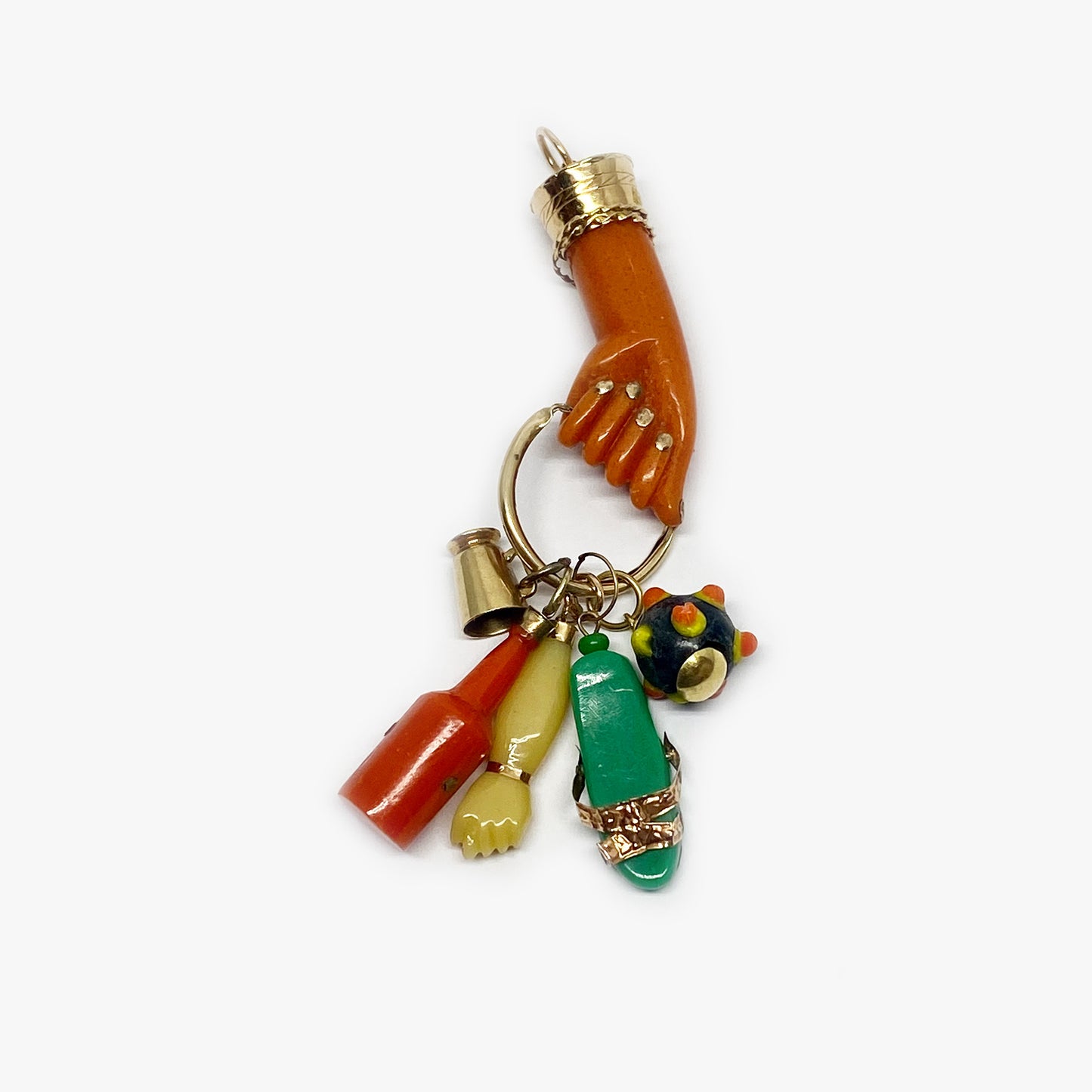 Antique 18K Gold Orange Hand, Bakelite, 1930s Figa Charm