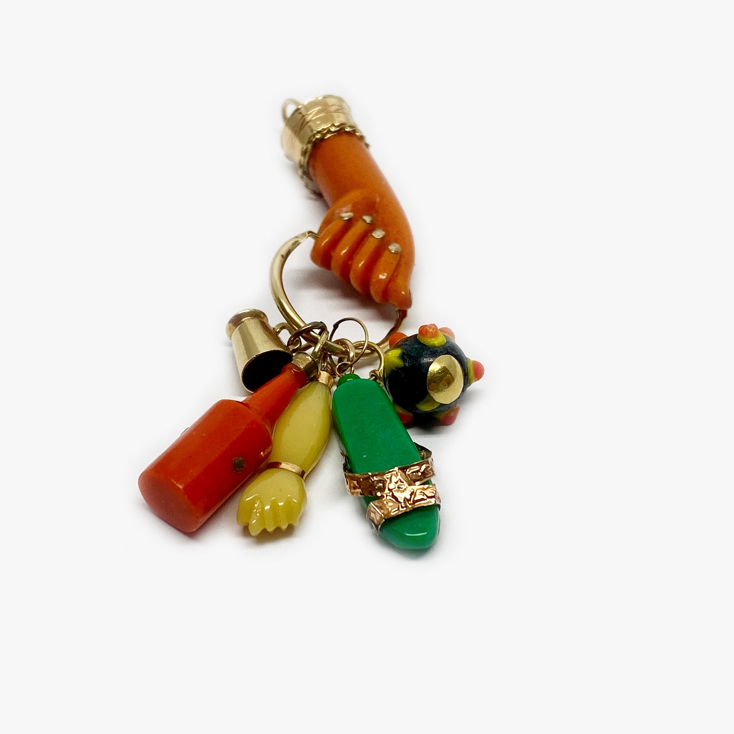 Antique 18K Gold Orange Hand, Bakelite, 1930s Figa Charm