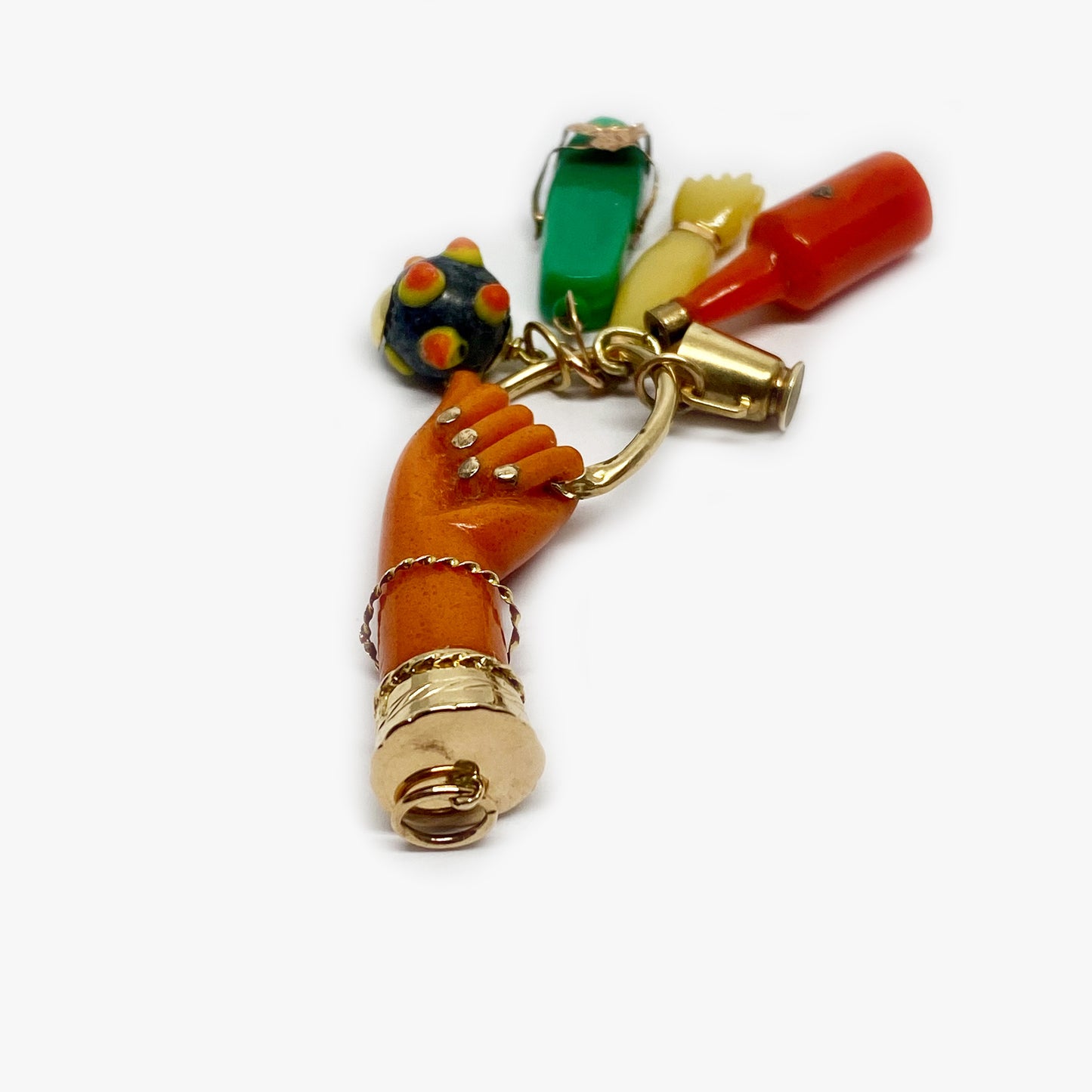 Antique 18K Gold Orange Hand, Bakelite, 1930s Figa Charm