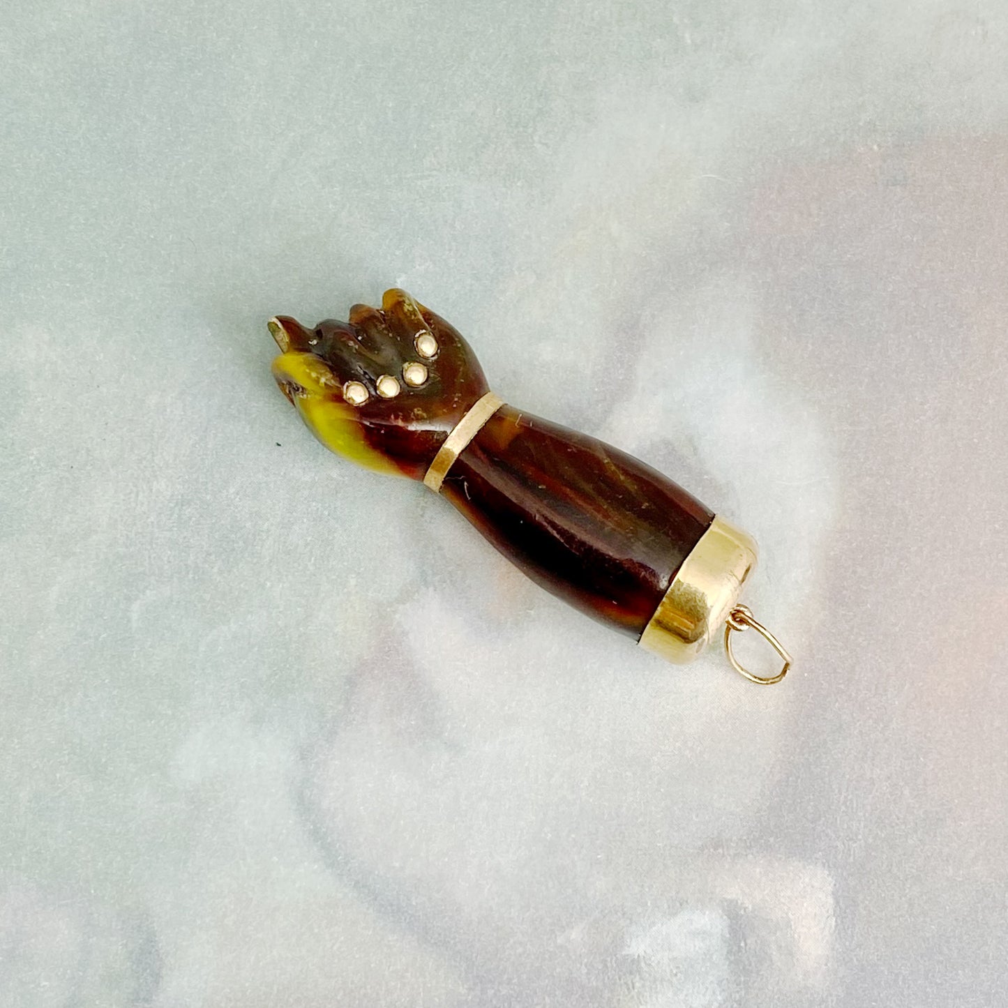 Vintage Figa, 1960s, Brownish Green Tone Celluloid, Figa Charm