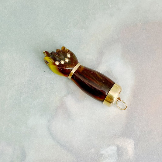 Vintage Figa, 1960s, Brownish Green Tone Celluloid, Figa Charm
