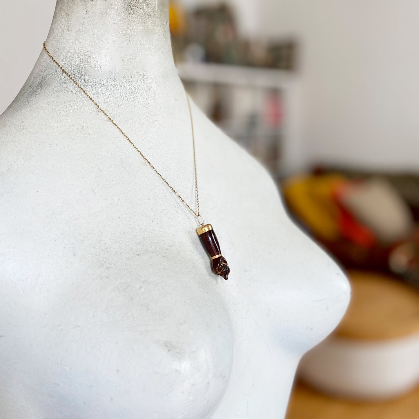 Vintage Figa, 1960s, Brownish Green Tone Celluloid, Figa Charm