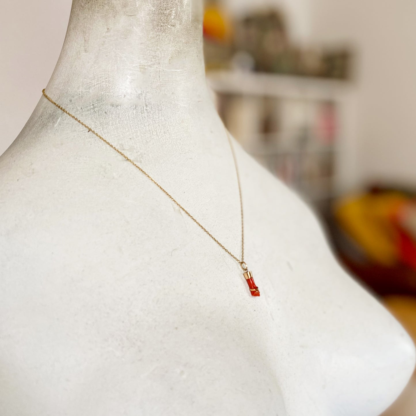 Antique 14k Gold Coral Figa, Small 1800s Mediterranean Coral Amulet, Mano Fico, Figa Charm