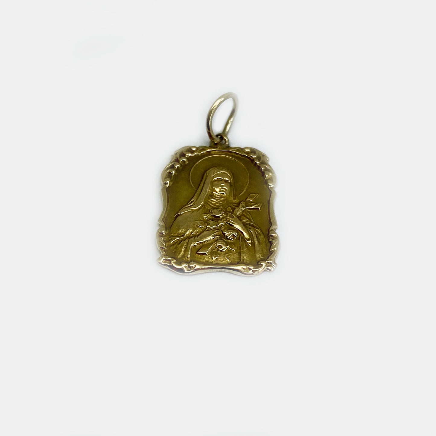 Vintage 18k Gold Religious Medal, Our Lady Pendant