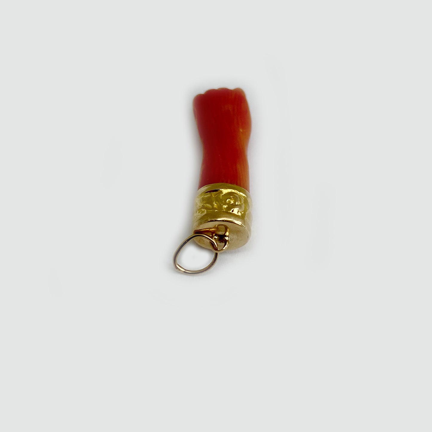 Antique Genuine 18k Coral Figa, Natural Coral Mano Fico, 1800s, Figa Charm