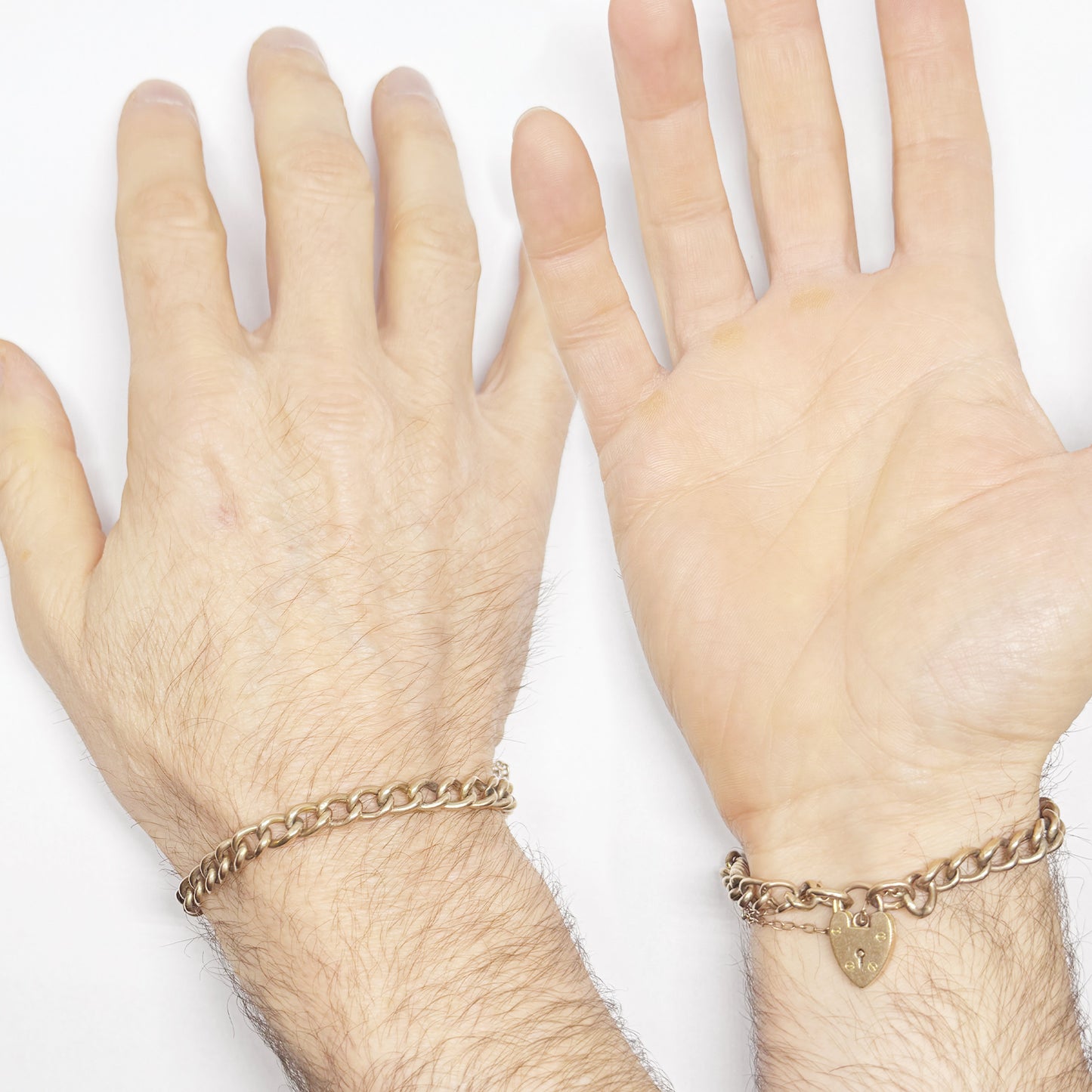 Victorian 9k Rose Gold Curb Link Heart Bracelet, 9 ct Gold Chain Bracelet, Heart Clasp, Fancy Curb, 9 ct Gold, 9K Gold Charm Bracelet