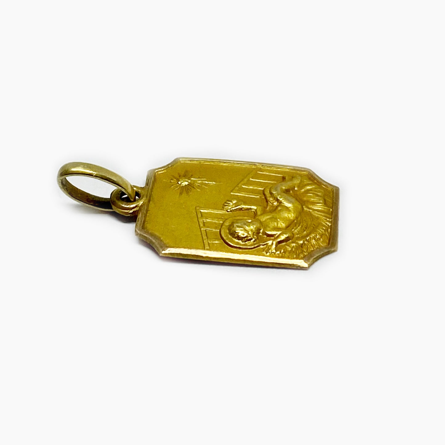 Vintage 9k Gold Religious Medal, Baby Crib Medal Pendant