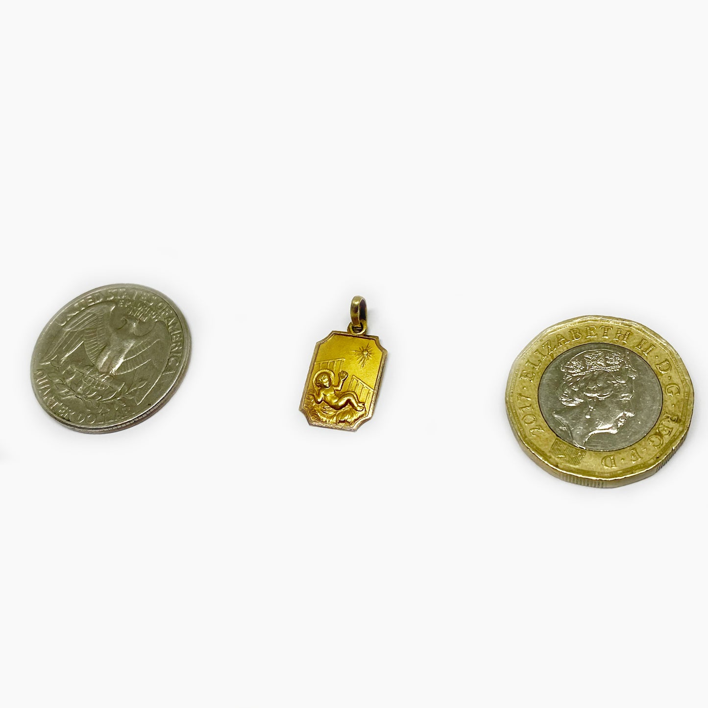 Vintage 9k Gold Religious Medal, Baby Crib Medal Pendant