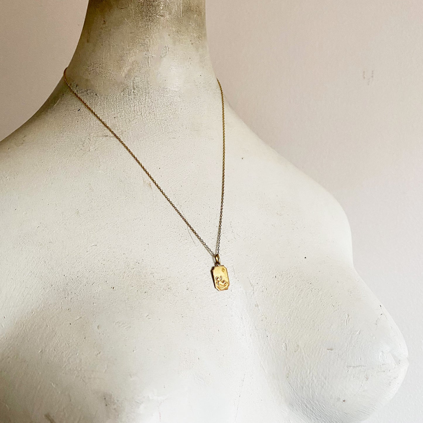 Vintage 9k Gold Religious Medal, Baby Crib Medal Pendant