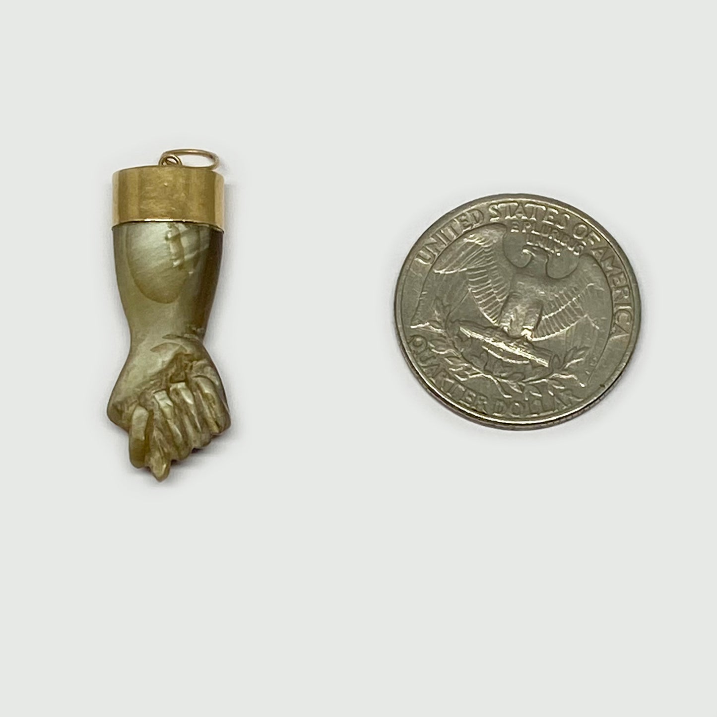 Antique 14k Gold Abalone Brownish Figa Charm