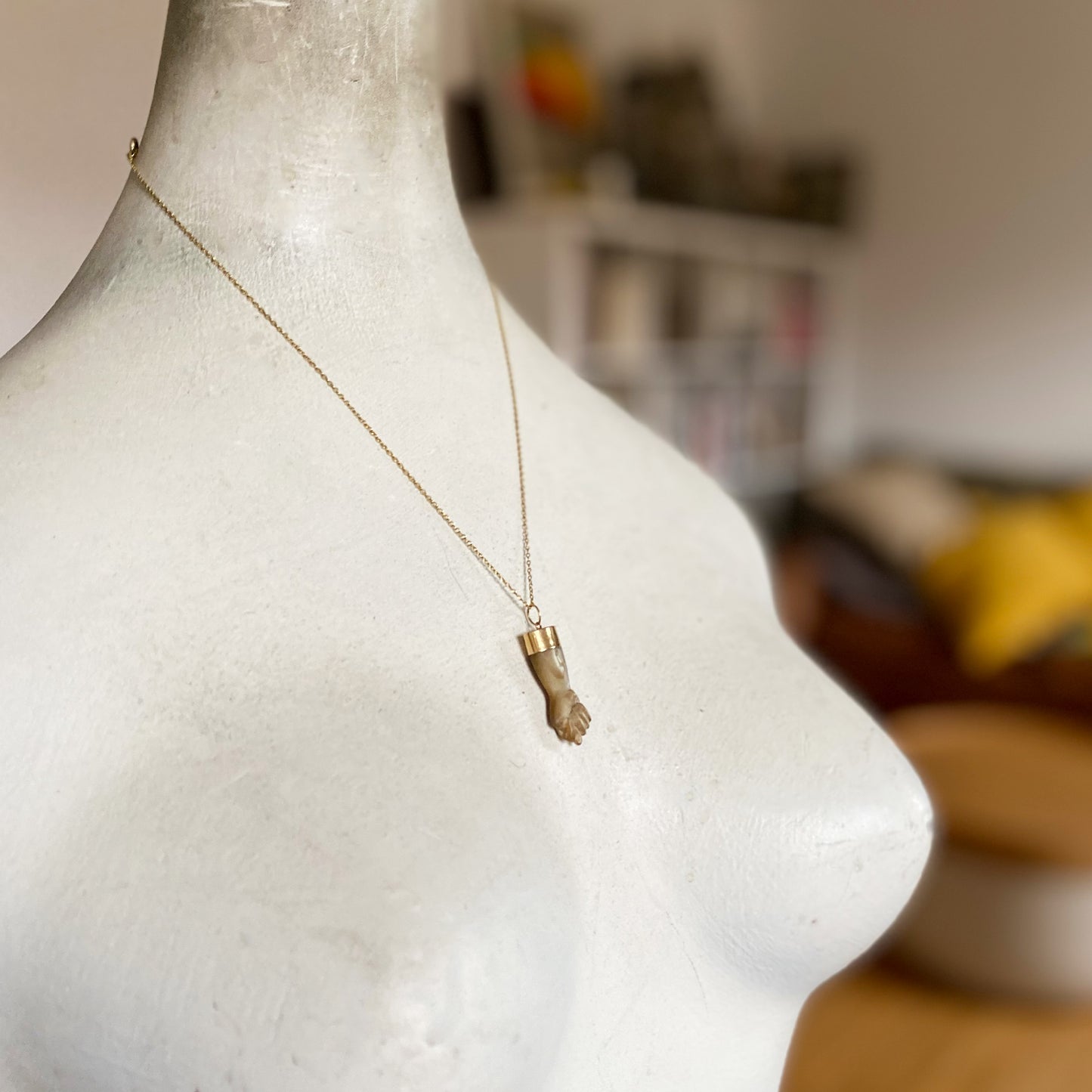 Antique 14k Gold Abalone Brownish Figa Charm