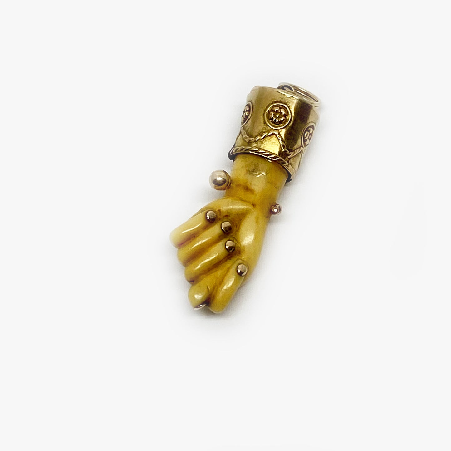 Antique 18K Gold Figa, Victorian Bone Figa Charm