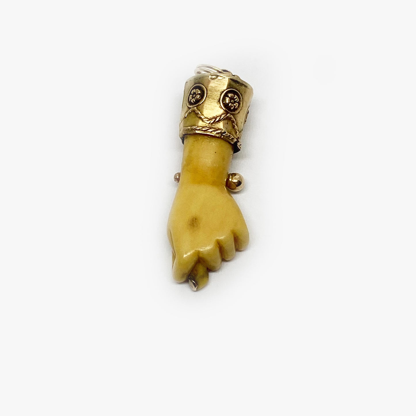 Antique 18K Gold Figa, Victorian Bone Figa Charm