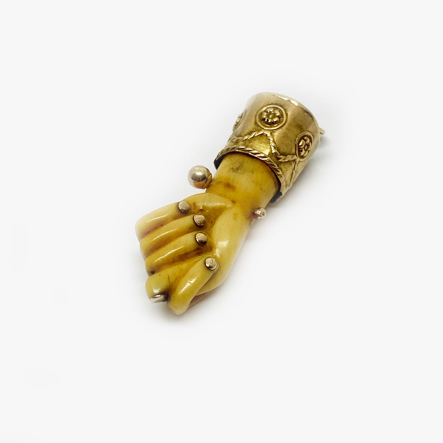 Antique 18K Gold Figa, Victorian Bone Figa Charm