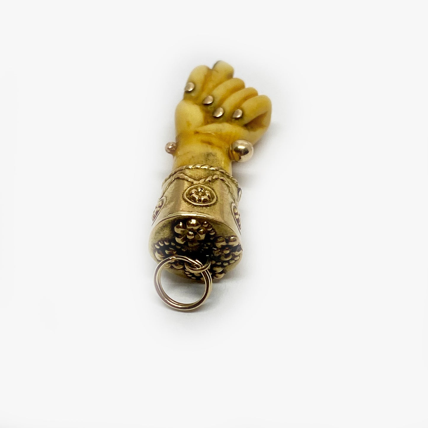 Antique 18K Gold Figa, Victorian Bone Figa Charm