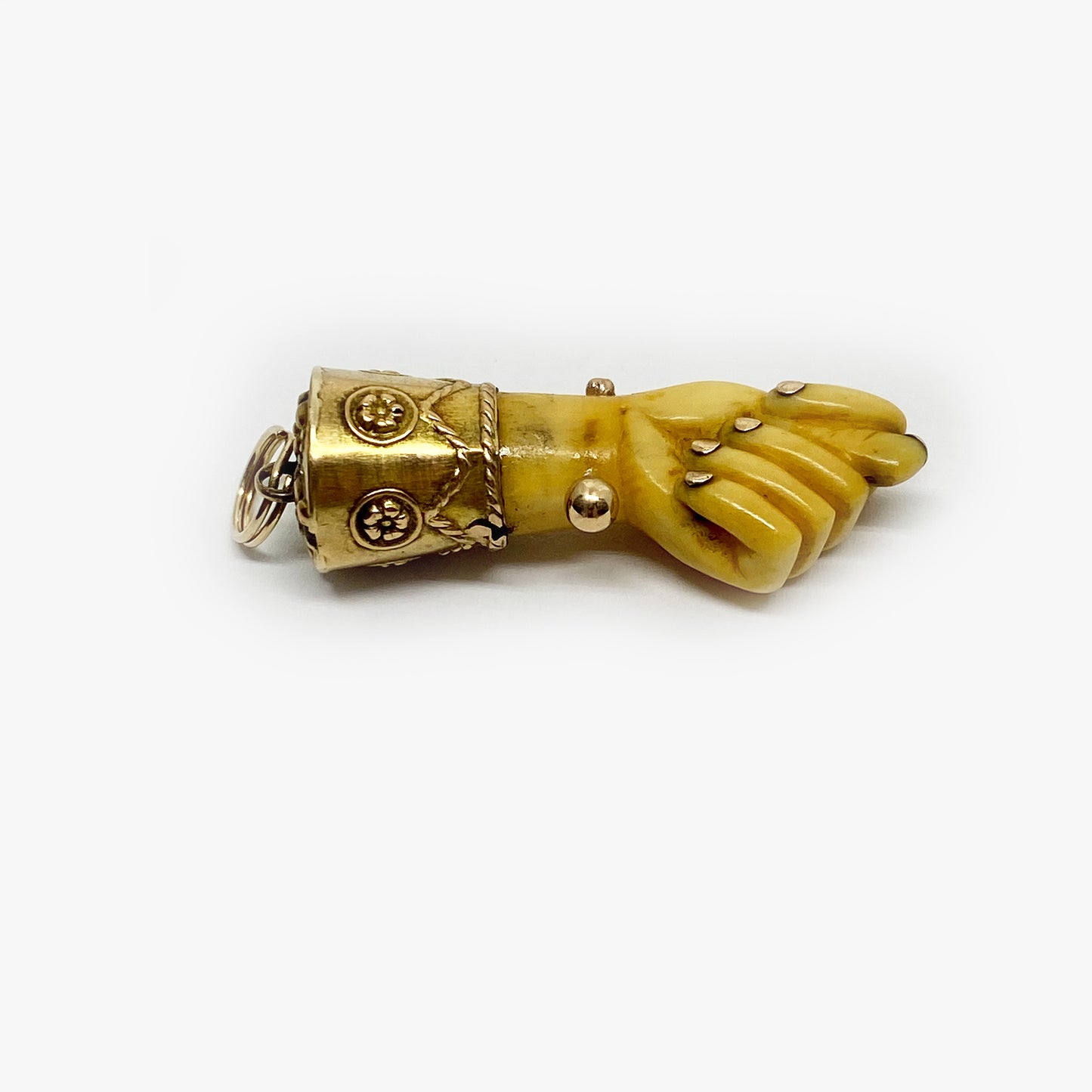 Antique 18K Gold Figa, Victorian Bone Figa Charm
